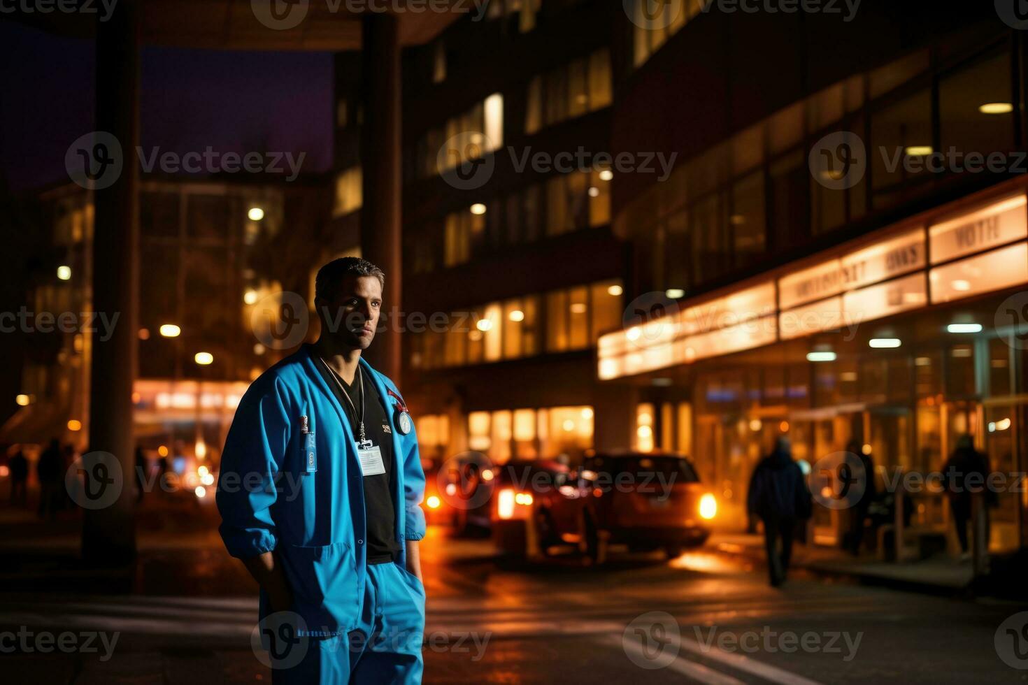 ai genererad stilig porträtt utomhus utanför person eleganta gata vuxen mode attraktiv natt foto
