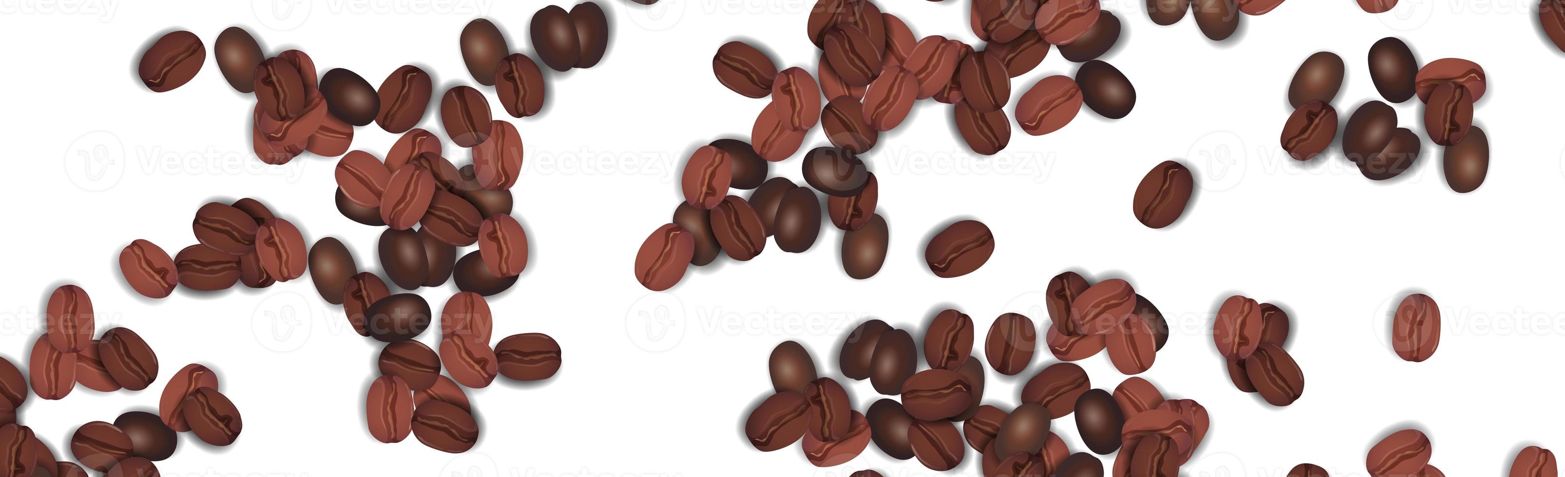 realistiska kaffebönor på vit bakgrund - vektor foto