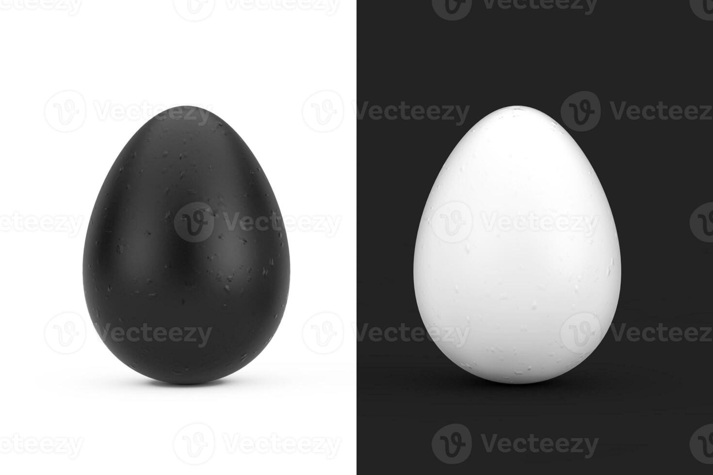 svart och vit kyckling ägg. 3d tolkning foto