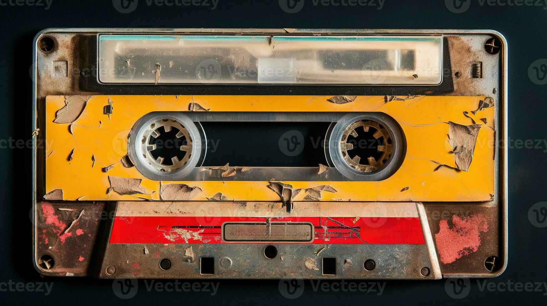 ai genererad generativ ai, Foto av gammal audio tejp kassett, årgång nostalgisk objekt för de design av de 80s