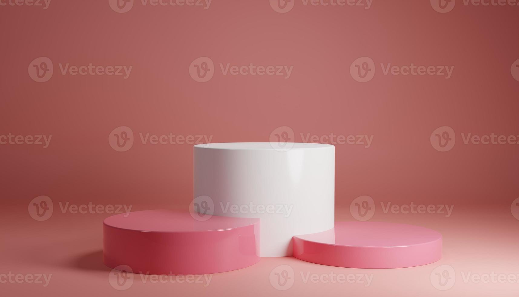 vit rosa pastellproduktstativ på bakgrunden. abstrakt minimal geometri koncept. studio podium plattform tema. utställningsverksamhet marknadsföringssteg. 3d illustration gör grafisk design foto
