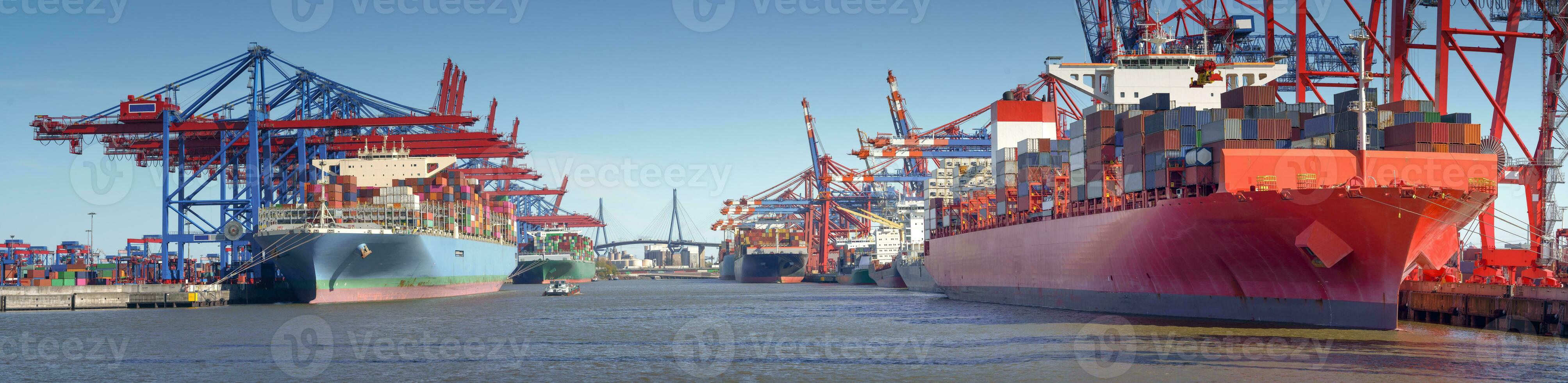 behållare terminal i de hamn av hamburg foto