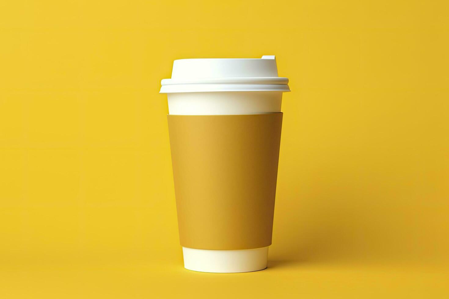 ai genererad tom kaffe kopp isolerat på gul bakgrund. ai genererad foto
