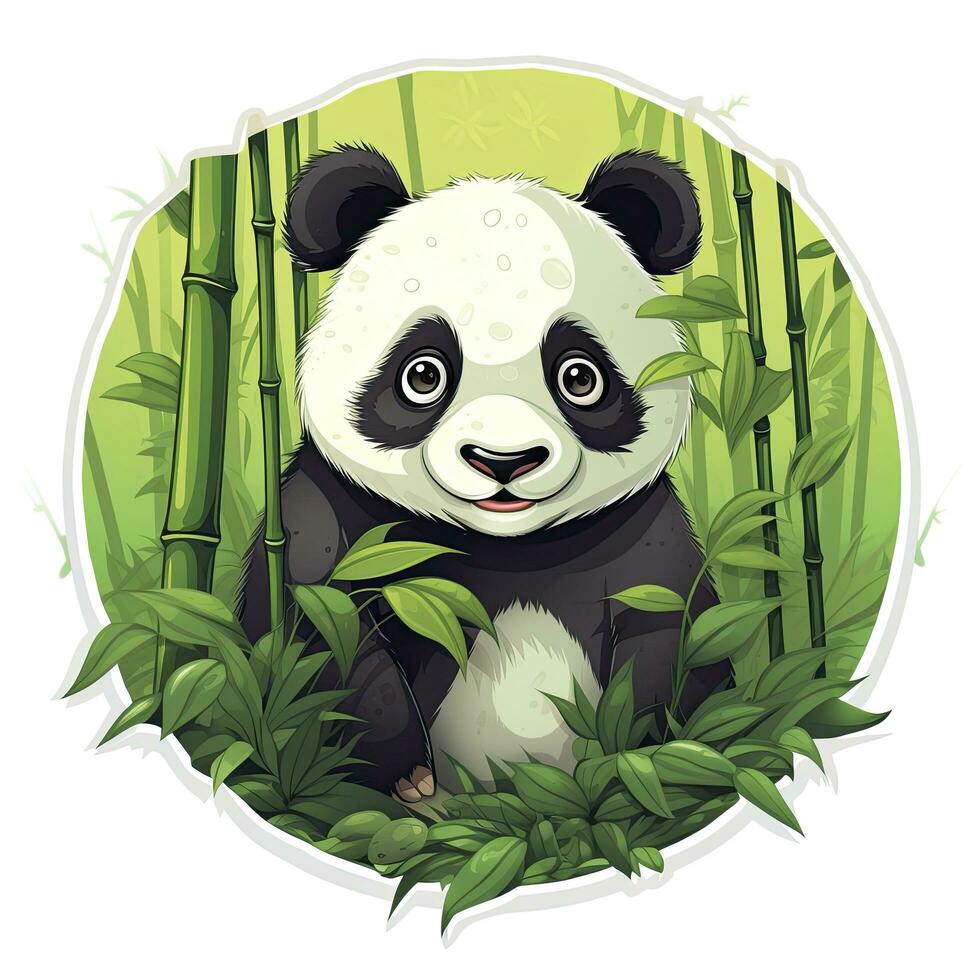 ai genererad söt panda i de mitten av en bambu skog. t-shirt design. ai genererad foto