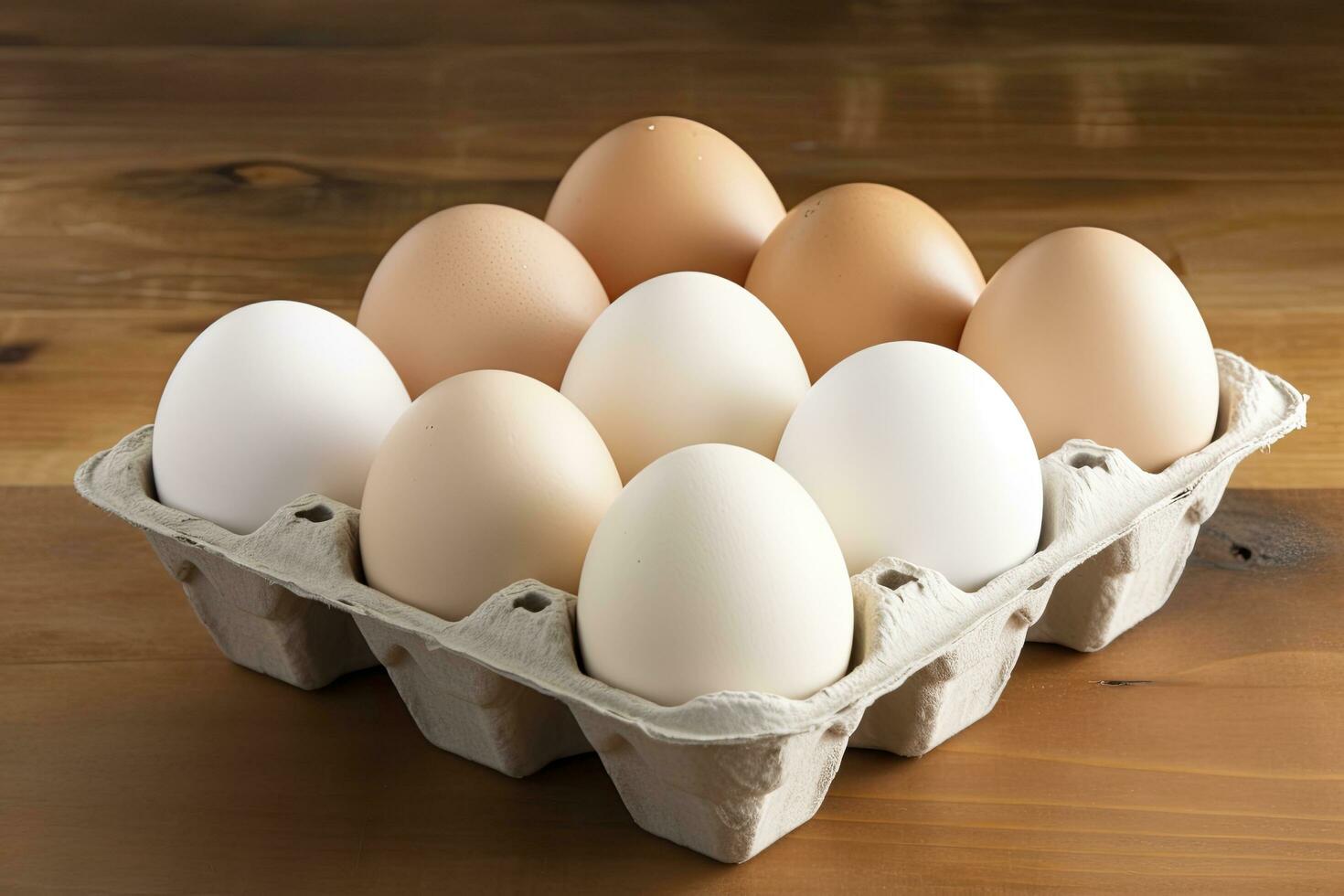 ai genererad stänga upp av öppen kartong av färsk Lagra köpt vit ägg. ai genererad foto
