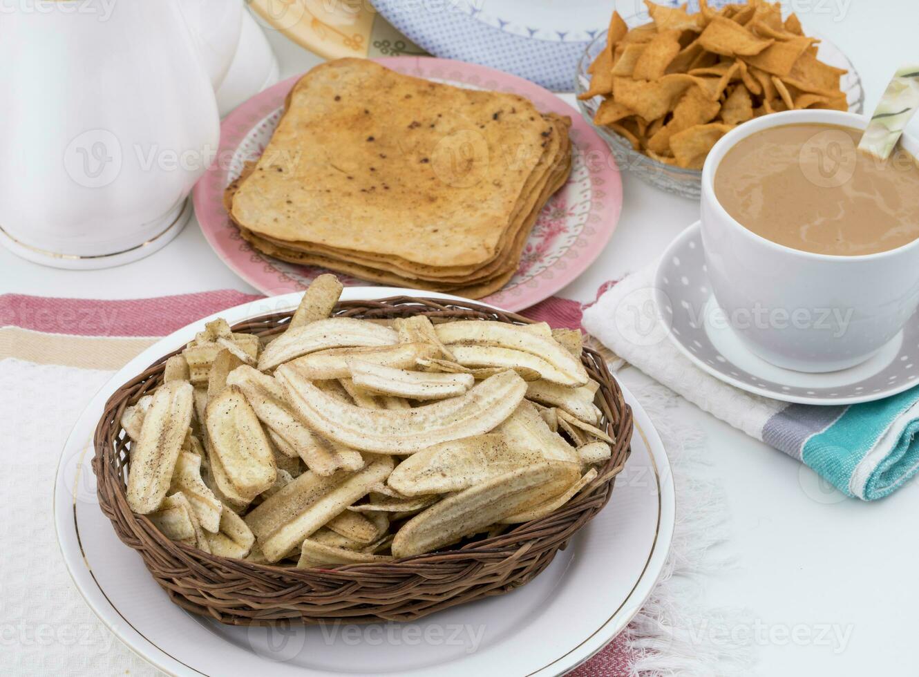 banan pommes frites populär djup friterad te tid mellanmål foto