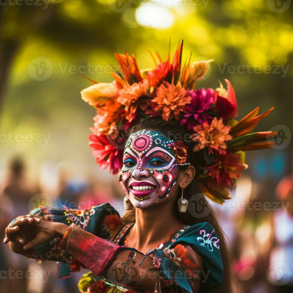 ai genererad colombianska traditionell dansa, oberoende dag av colombia foto