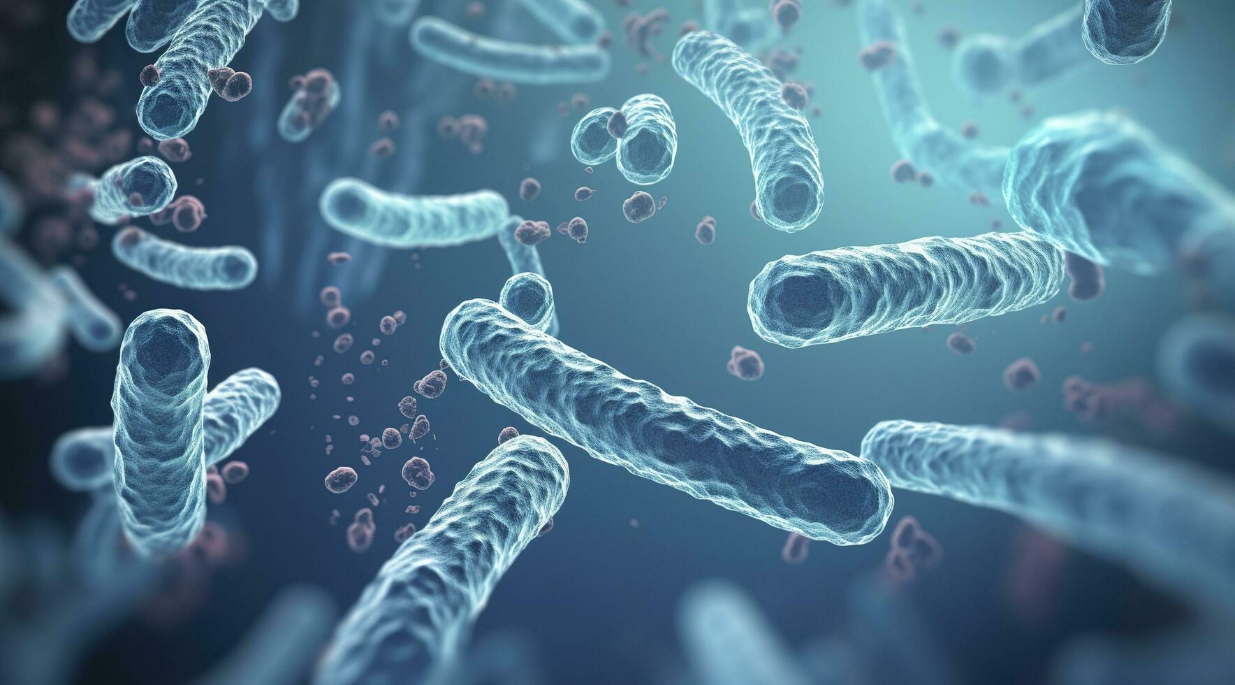 ai genererad legionella pneumophila bakterie. medicinsk 3d illustration. ai genererad foto