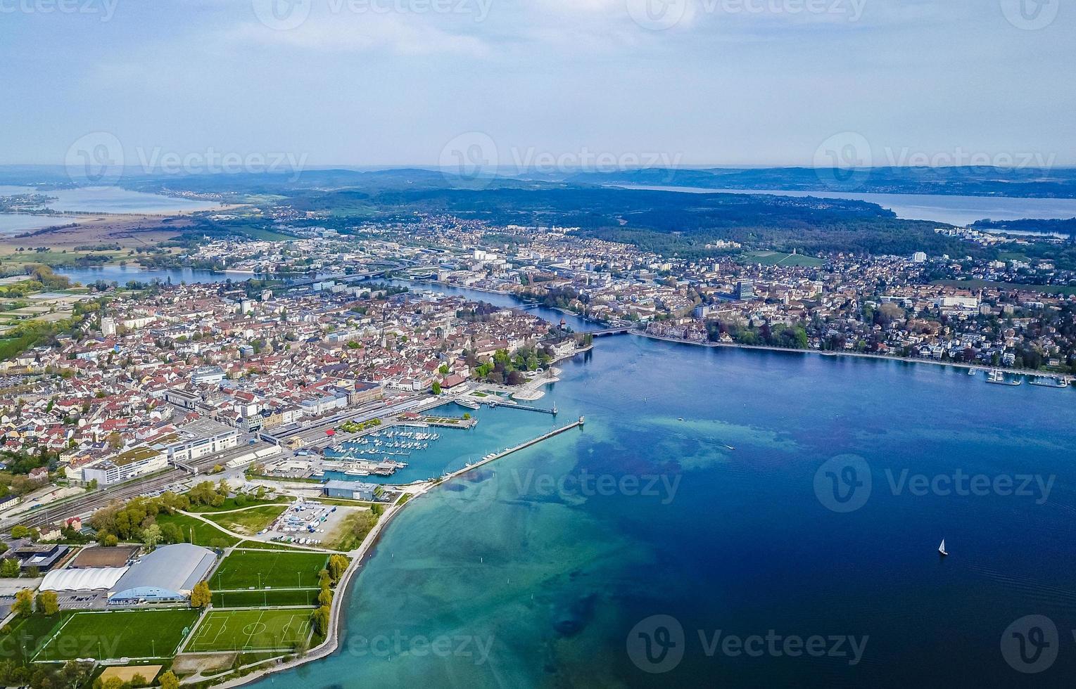 Bodensjön eller Bodensee flygpanorama i Tyskland foto