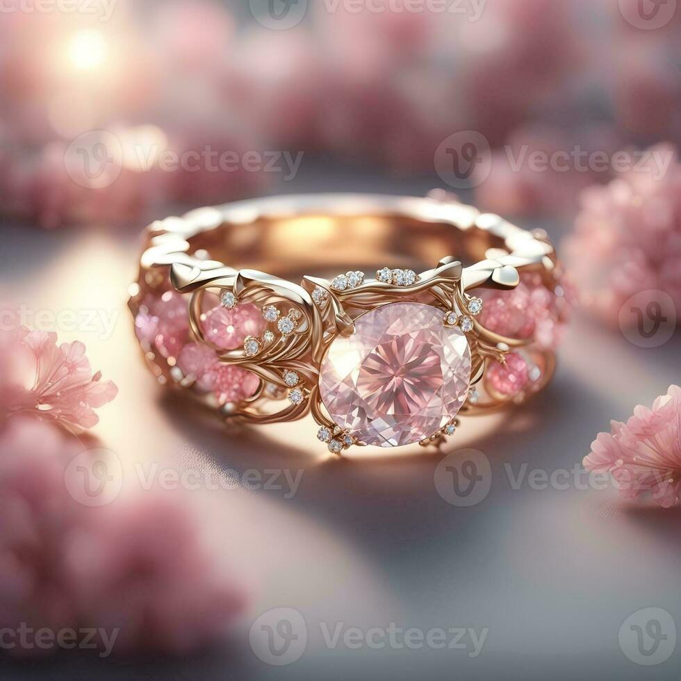 ai genererad en Smycken design tema ringa med ädelstenar foto