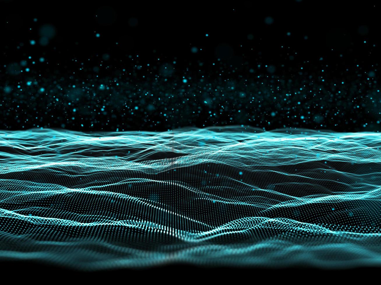 3D futuristisk partikelbakgrund med flödande cyberprickar foto