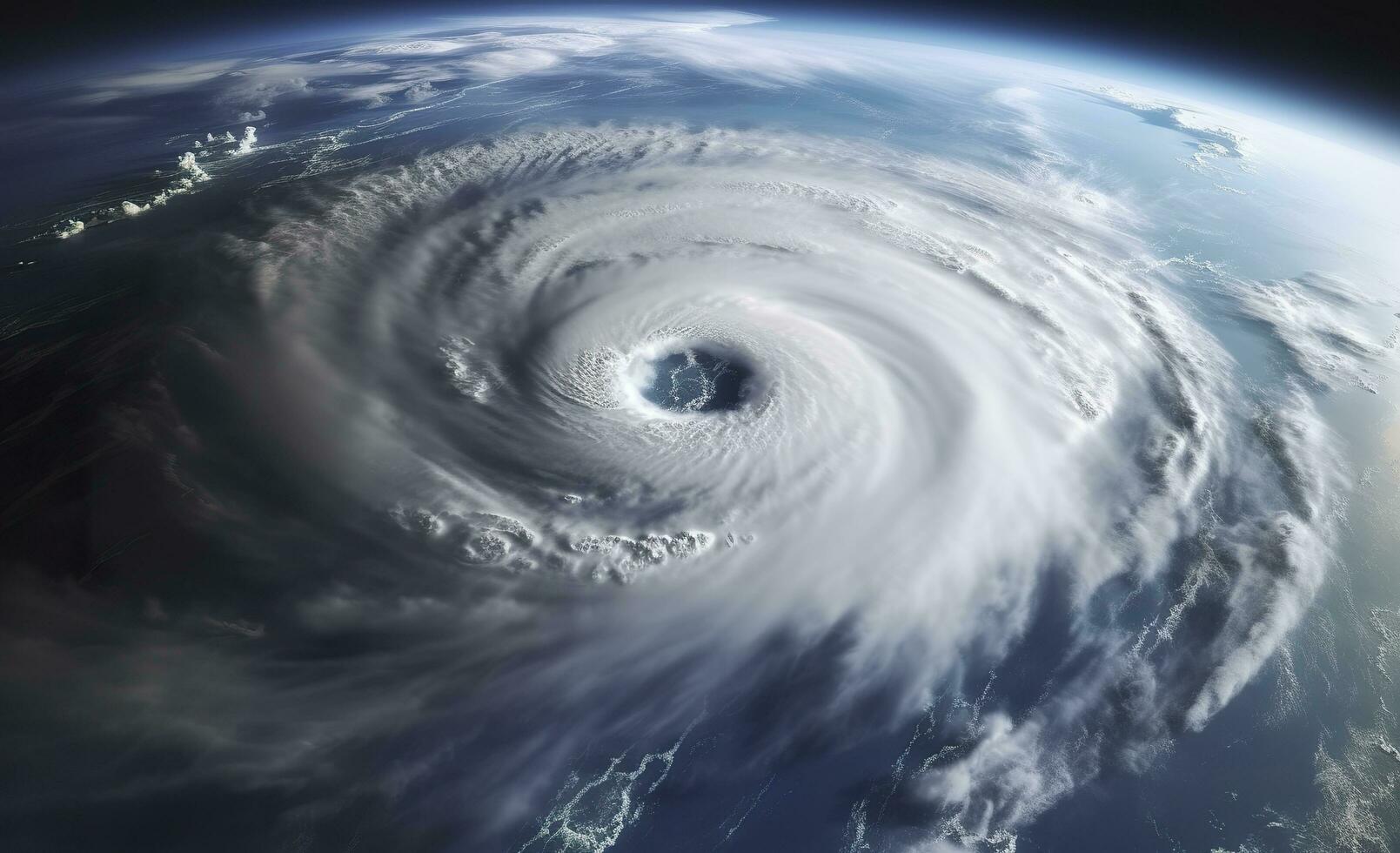ai genererad super tyfon, tropisk storm, cyklon, tornado, över hav. väder bakgrund. generativ ai foto