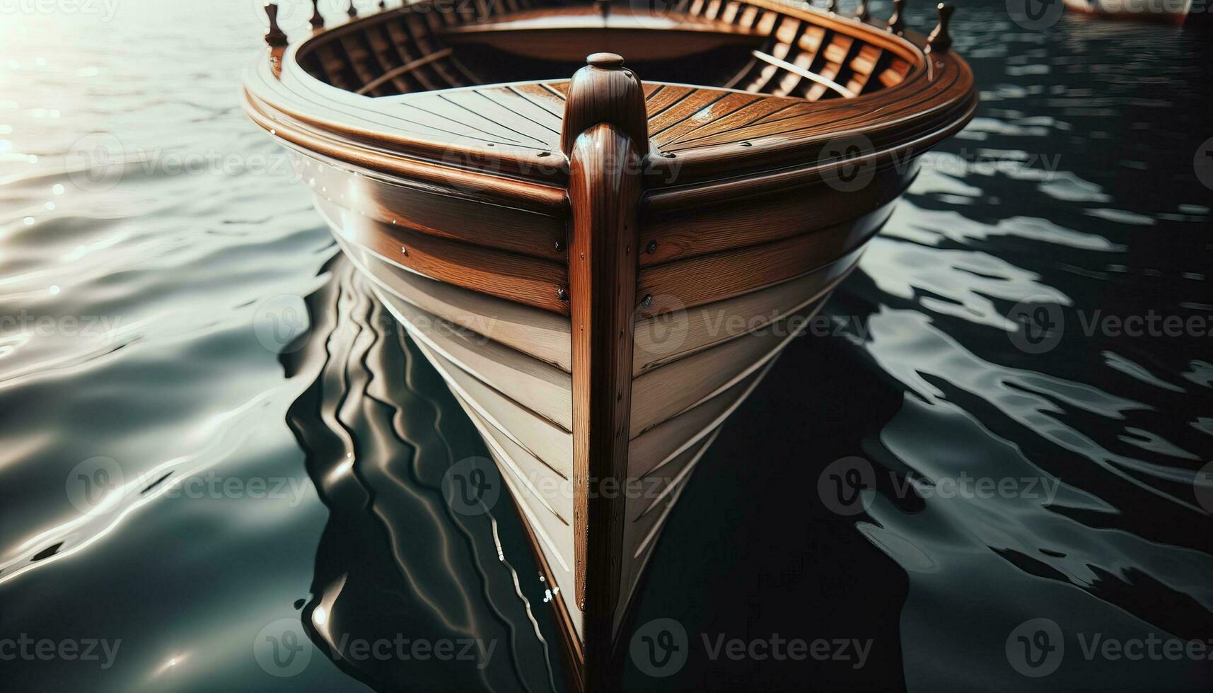 ai genererad bilder av trä- årgång båtar dockad i de hamn och blänkande på de vatten. generativ ai foto