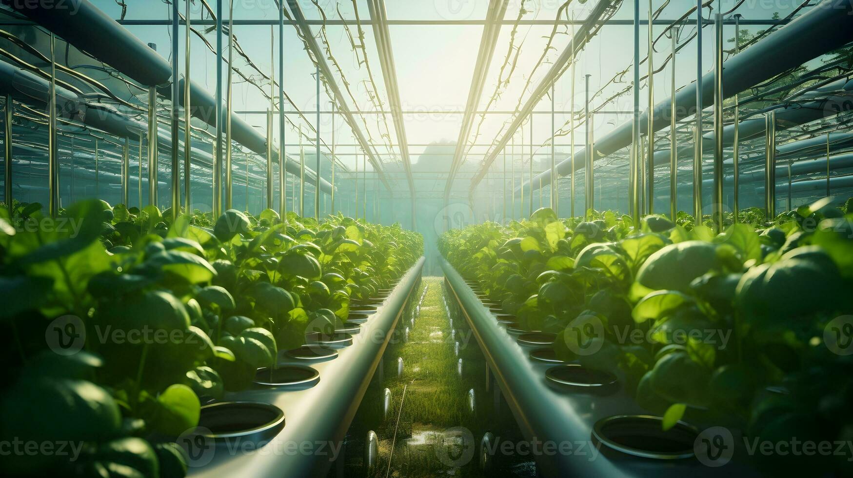 ai genererad färsk organisk växt tillväxt i modern växthus teknologi ai genererad foto