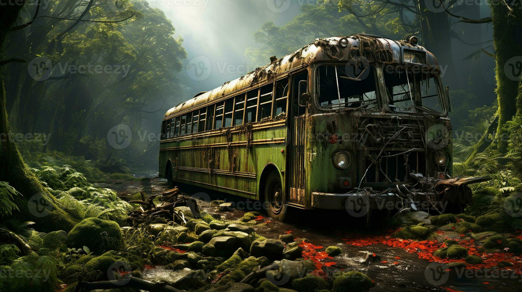 ai genererad 3d realistisk buss foto