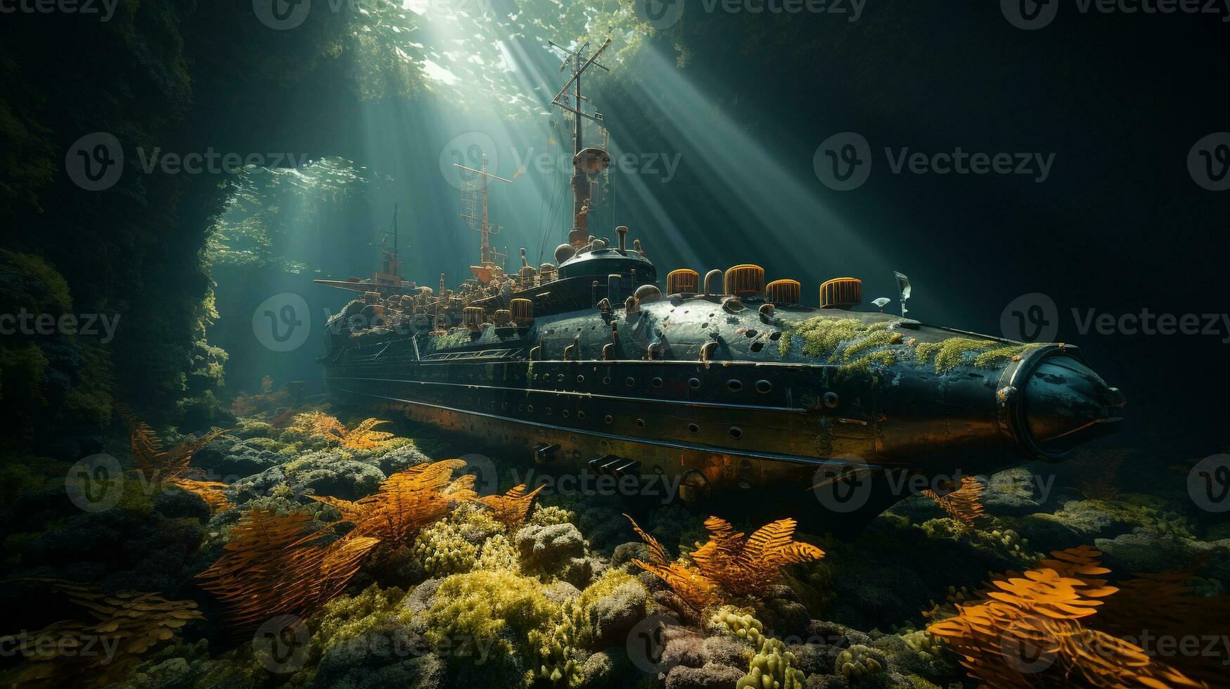 ai genererad 3d realistisk u-båt foto