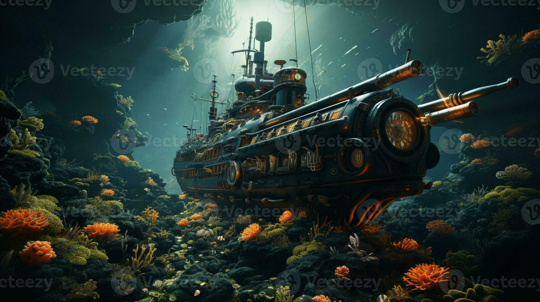 ai genererad 3d realistisk u-båt foto