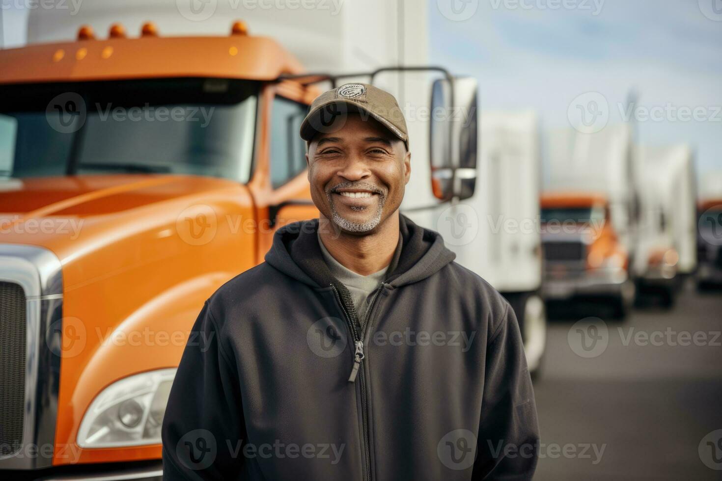 ai genererad man förare ockupation fordon utomhus lastbil vuxen jobb manlig exportera förare person lastbil foto