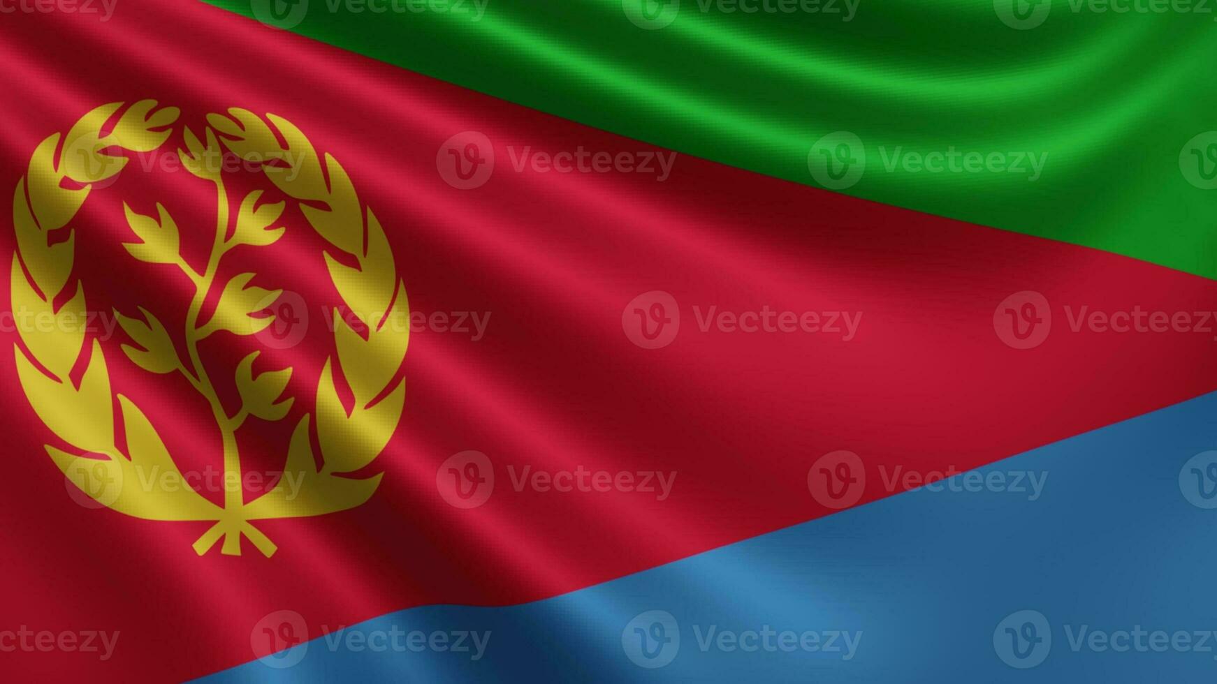 framställa av de eritrea flagga fladdrar i de vind närbild, de nationell flagga av foto