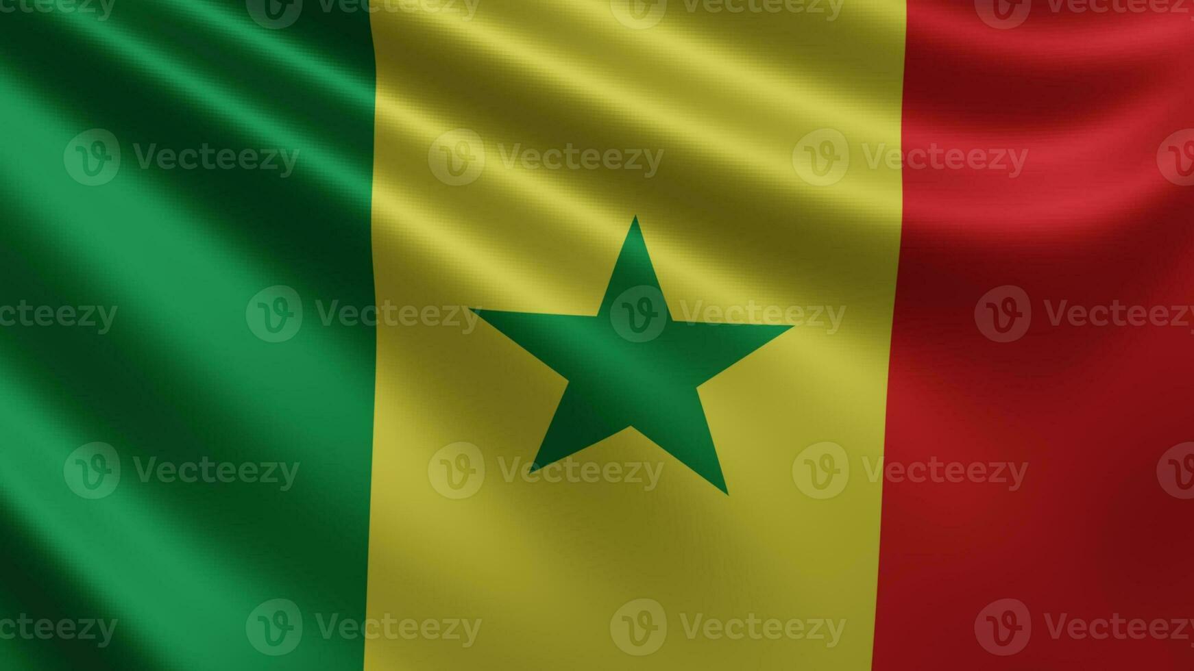 framställa av de senegal flagga fladdrar i de vind närbild, de nationell flagga av foto