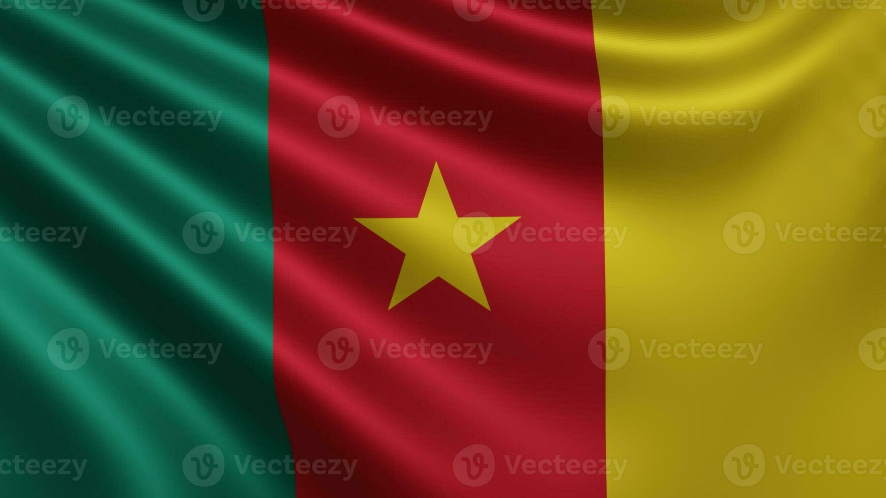 framställa av de cameroon flagga fladdrar i de vind närbild, de nationell flagga av foto