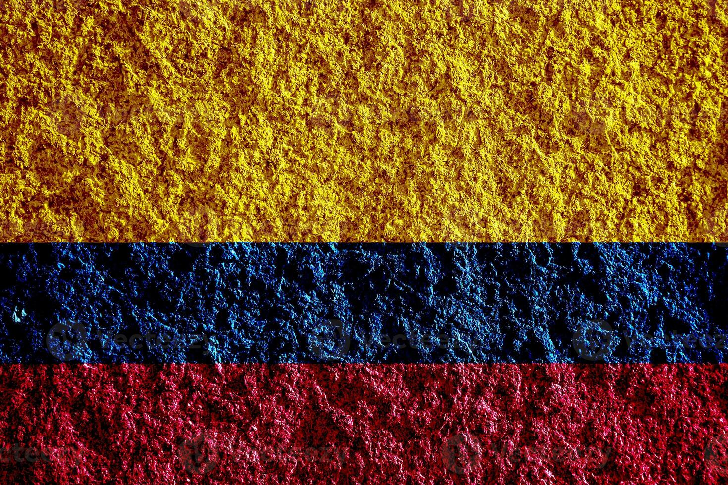 flagga av republik av colombia på en texturerad bakgrund. begrepp collage. foto