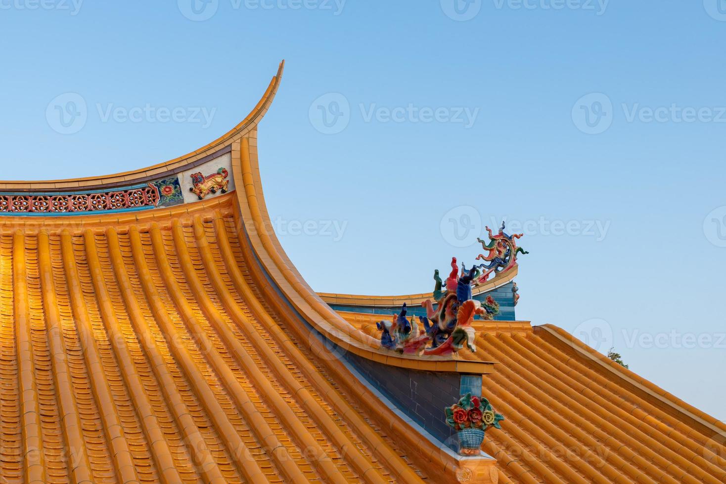 takfot och hörn av traditionell kinesisk buddhistisk arkitektur foto