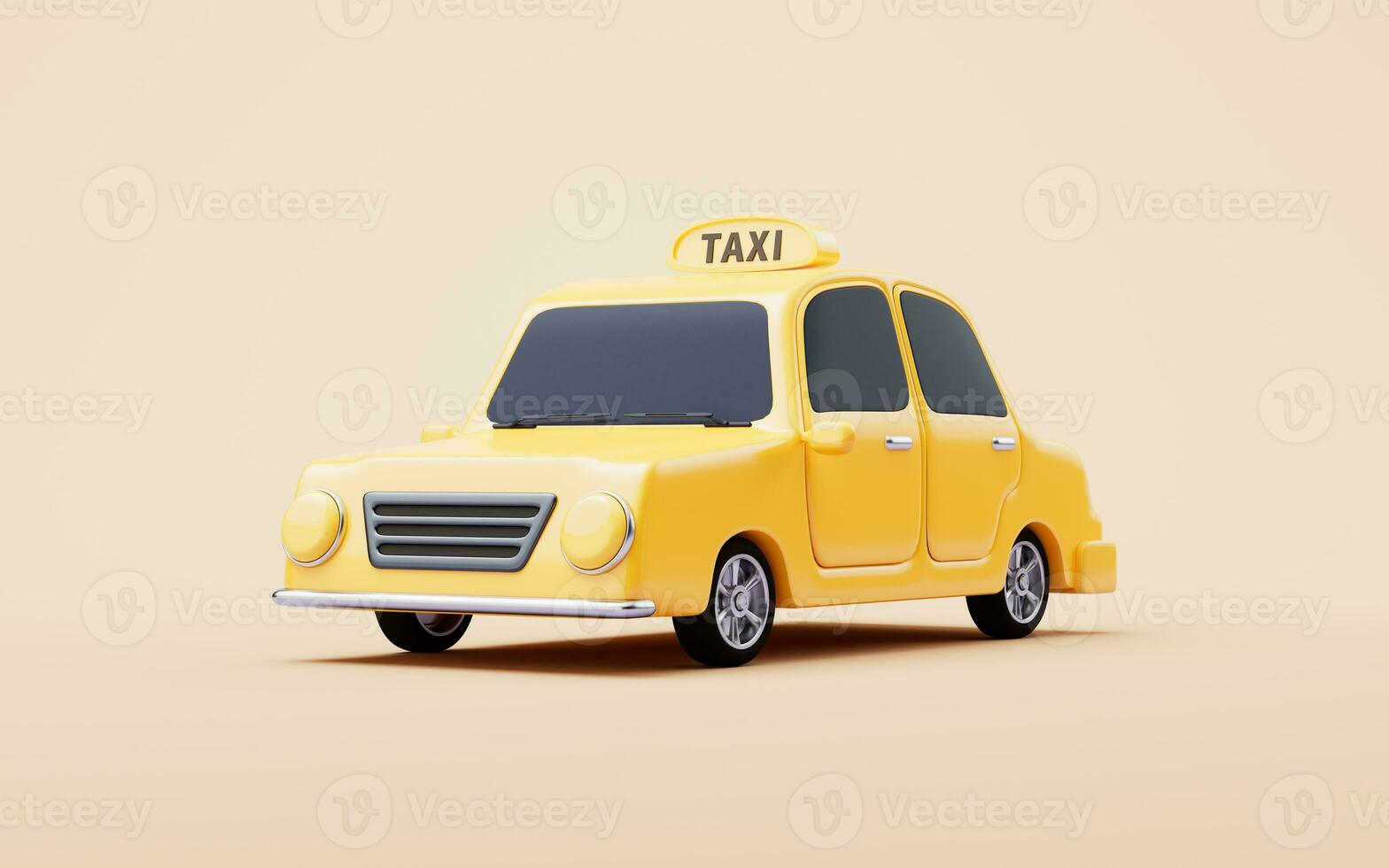 3d tecknad serie stil taxi bil, 3d tolkning. foto