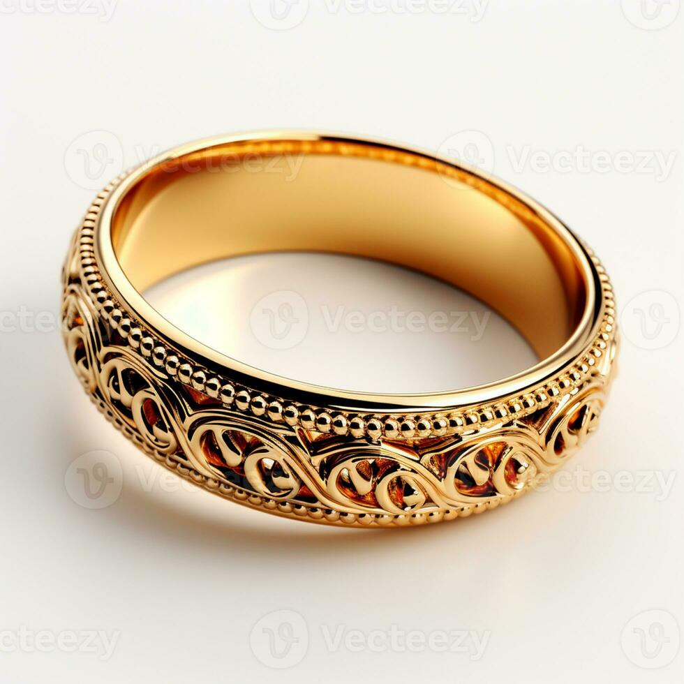 ai genererad bröllop ringar i gul guld, Smycken 585, 750 - ai genererad bild foto