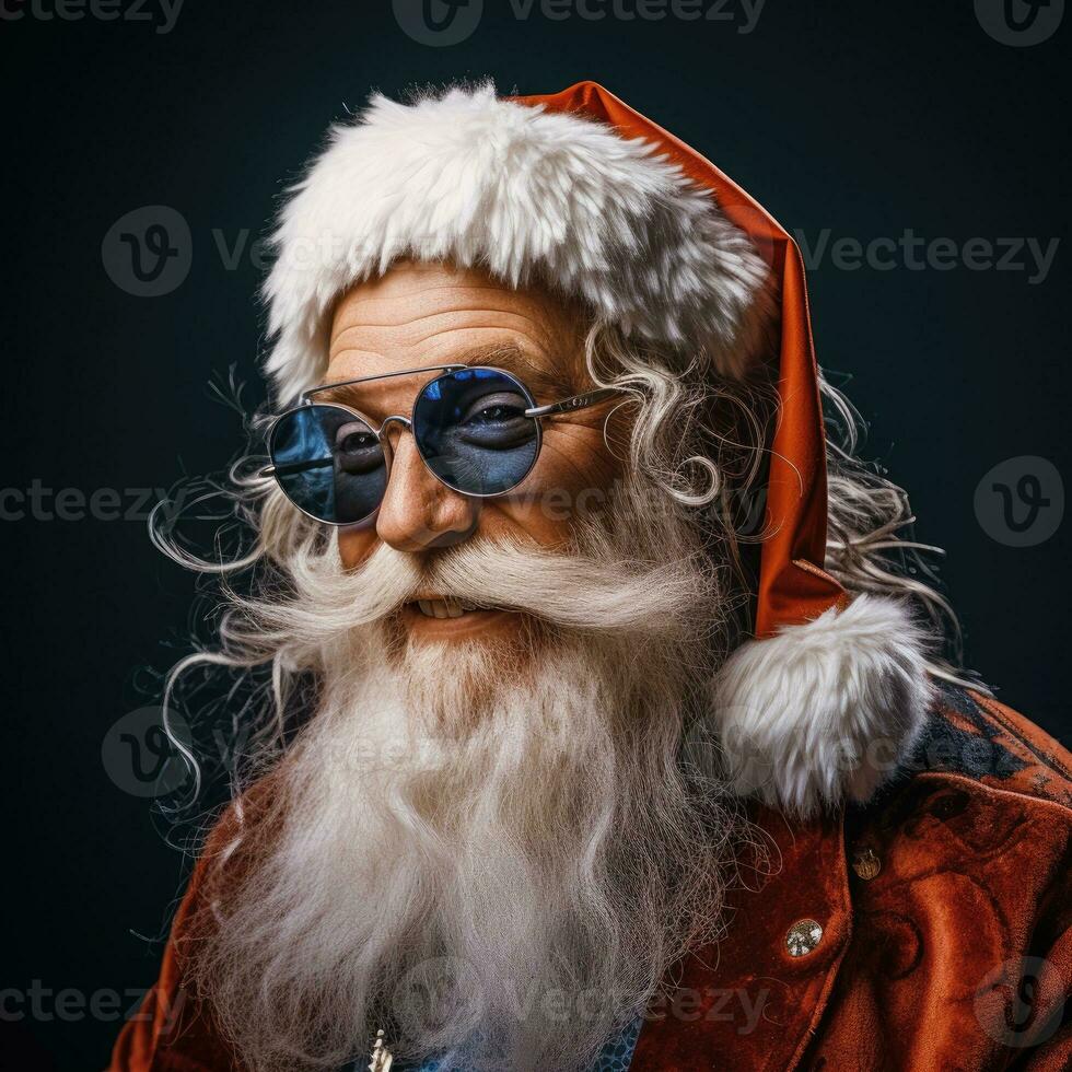 ai genererad studio porträtt av santa claus foto