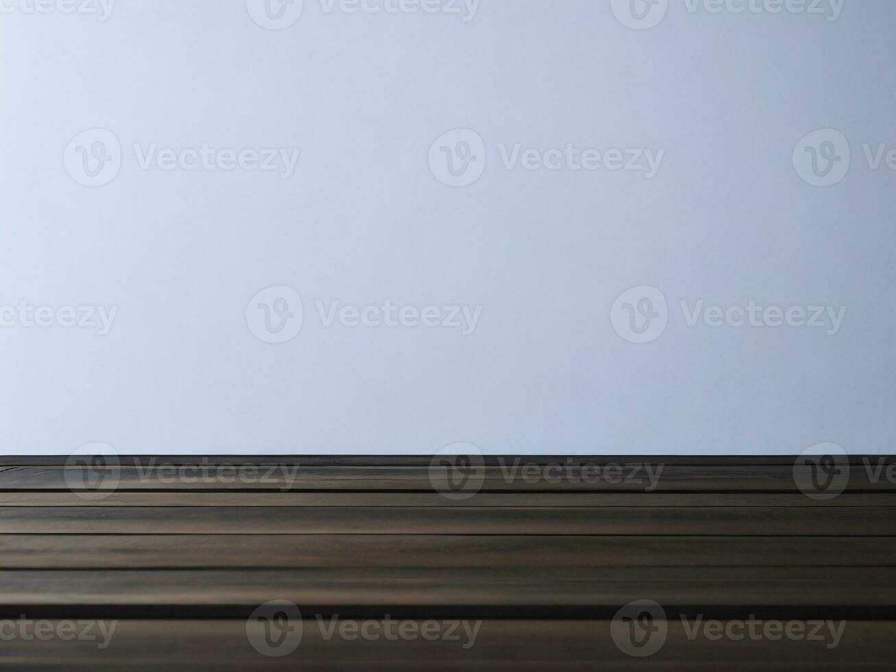 ai genererad topp av trä balkong tabell med marinmålning vit bakgrund foto
