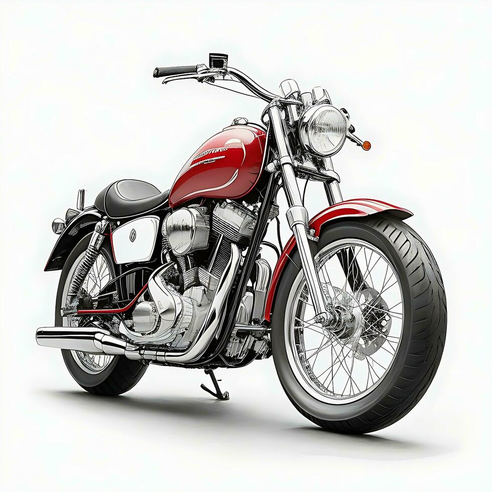 ai genererad ny årgång motorcykel svart, grön och röd modern färger foto