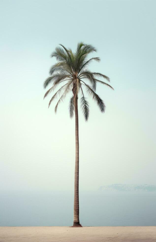 ai genererad handflatan träd på de strand foto