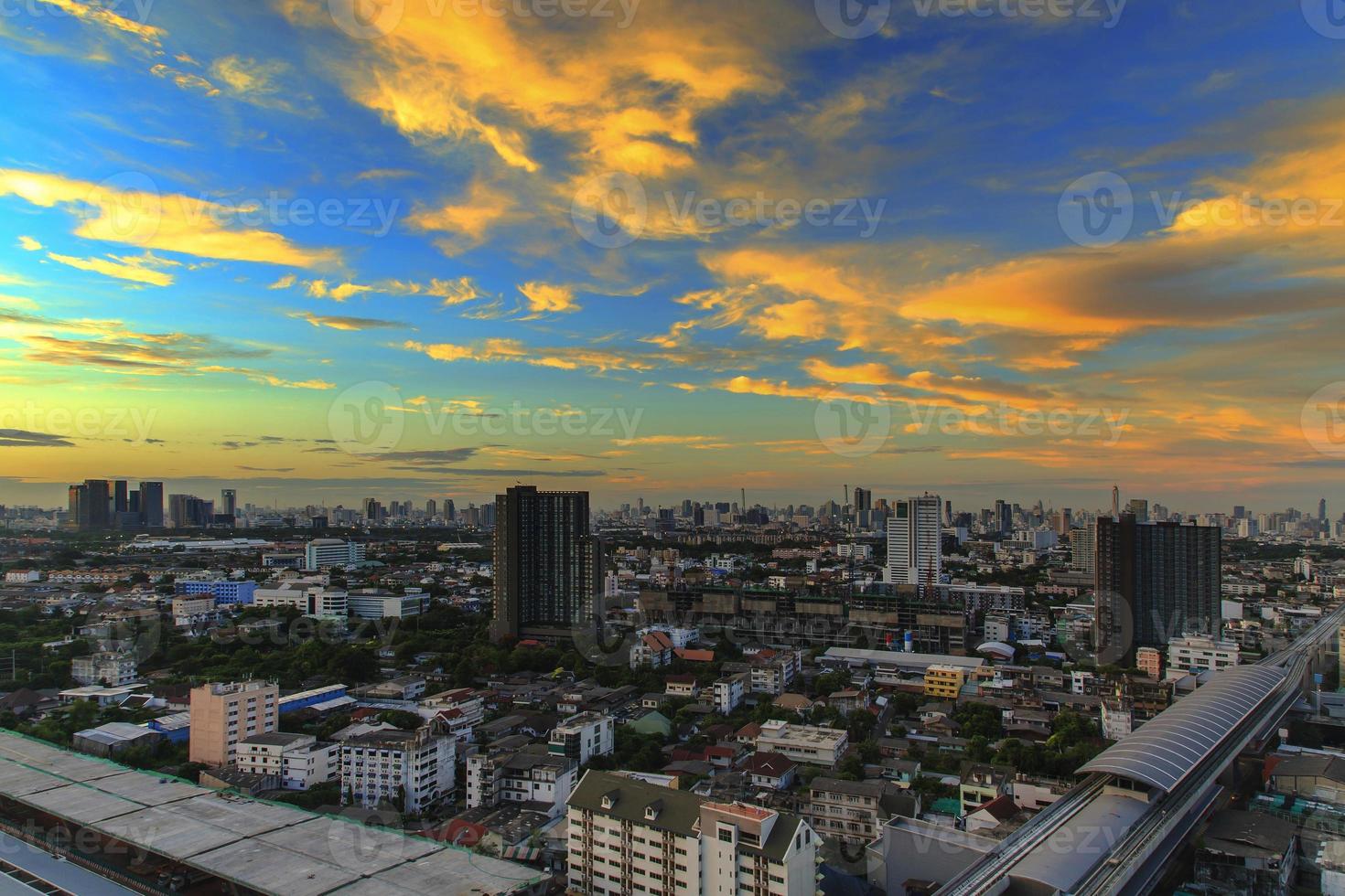 Bangkok, Thailand flygvy med skyline foto