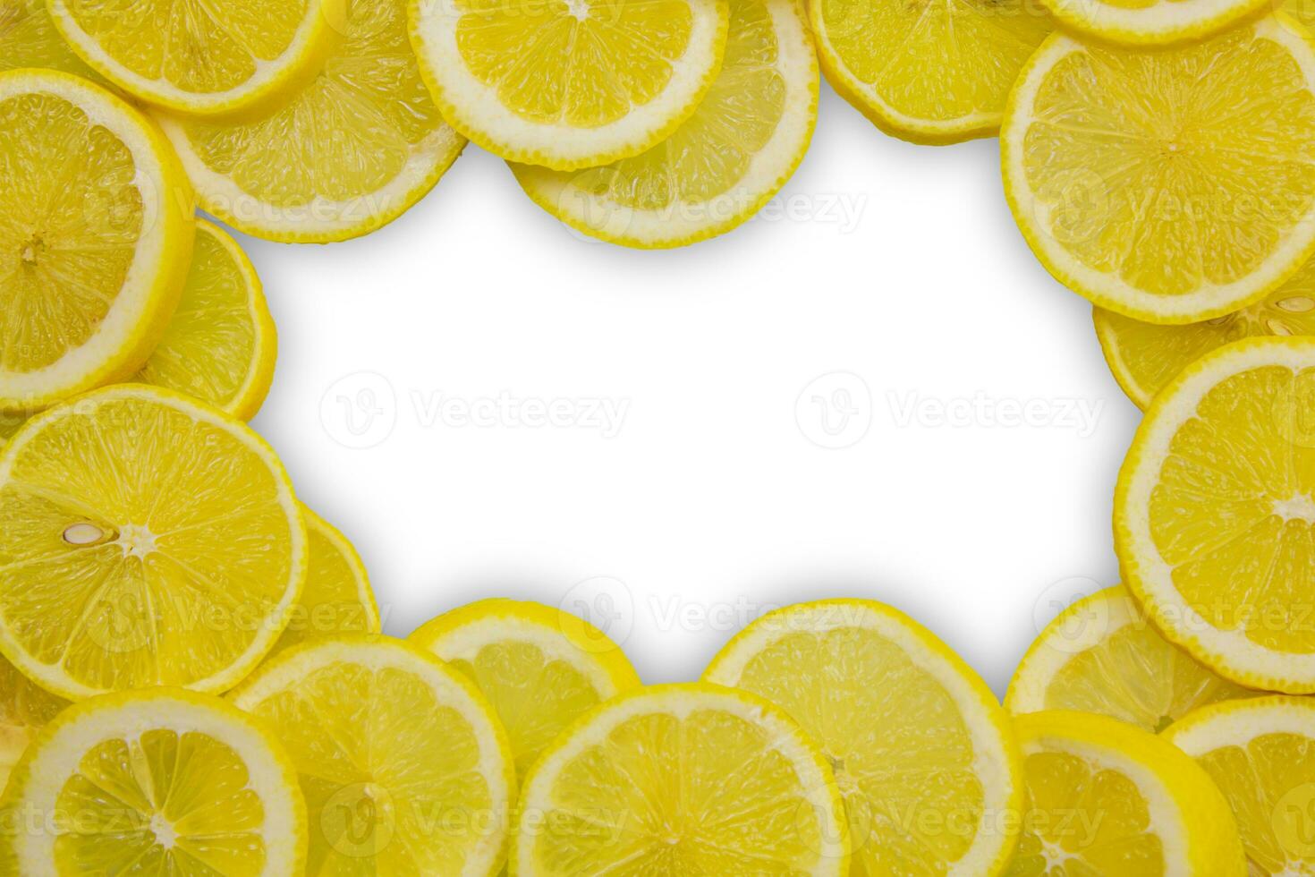 ram av mogen och gul citroner på en vit bakgrund. foto