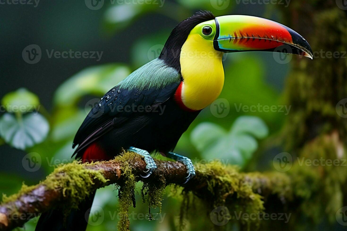 ai genererad natur resa i central Amerika köl faktureras toucan i panamas skog paradis ai genererad foto