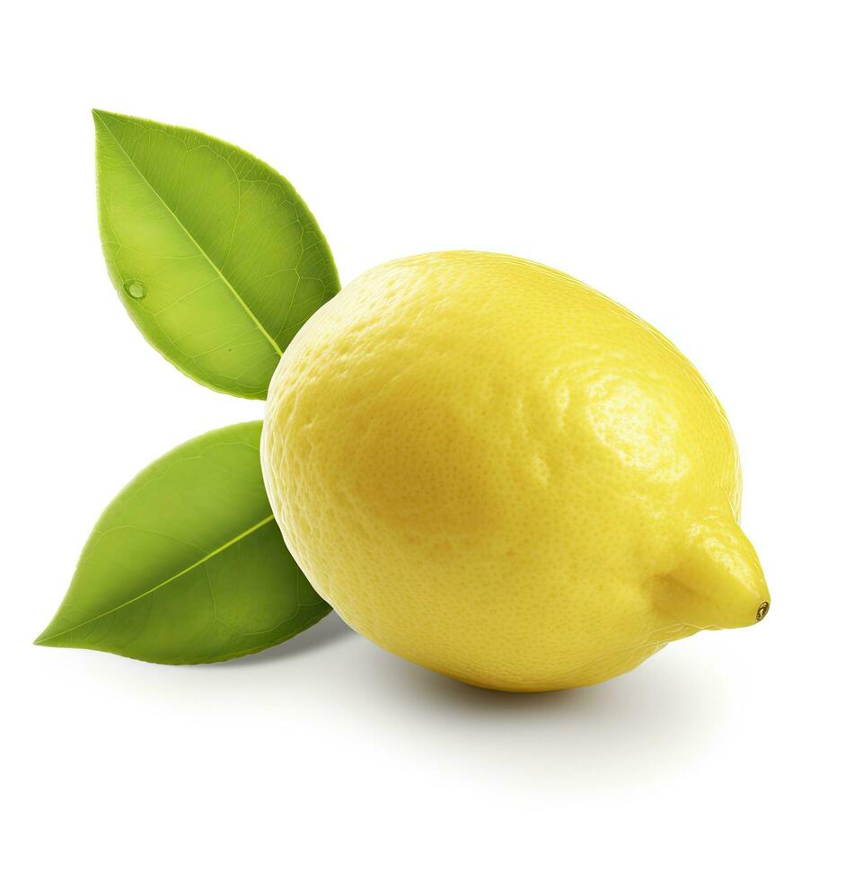 ai genererad citron- med blad isolerat på vit bakgrund. ai genererad foto