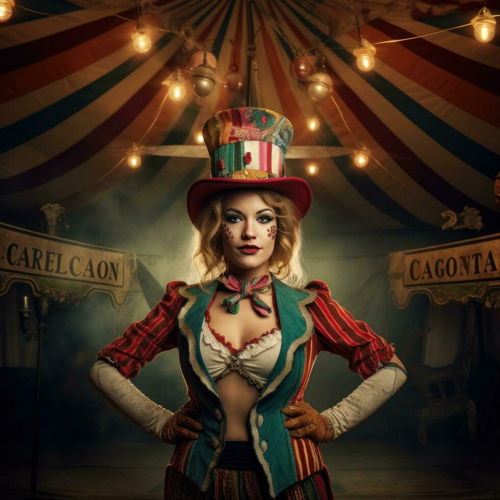 ai genererad en cirkus spela teater i de bakgrund foto