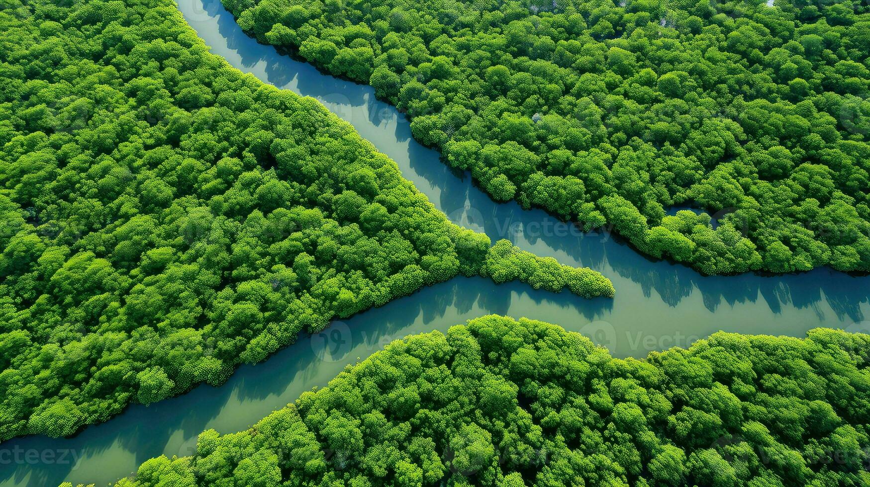 ai genererad ekosystem mangrove skog landskap foto