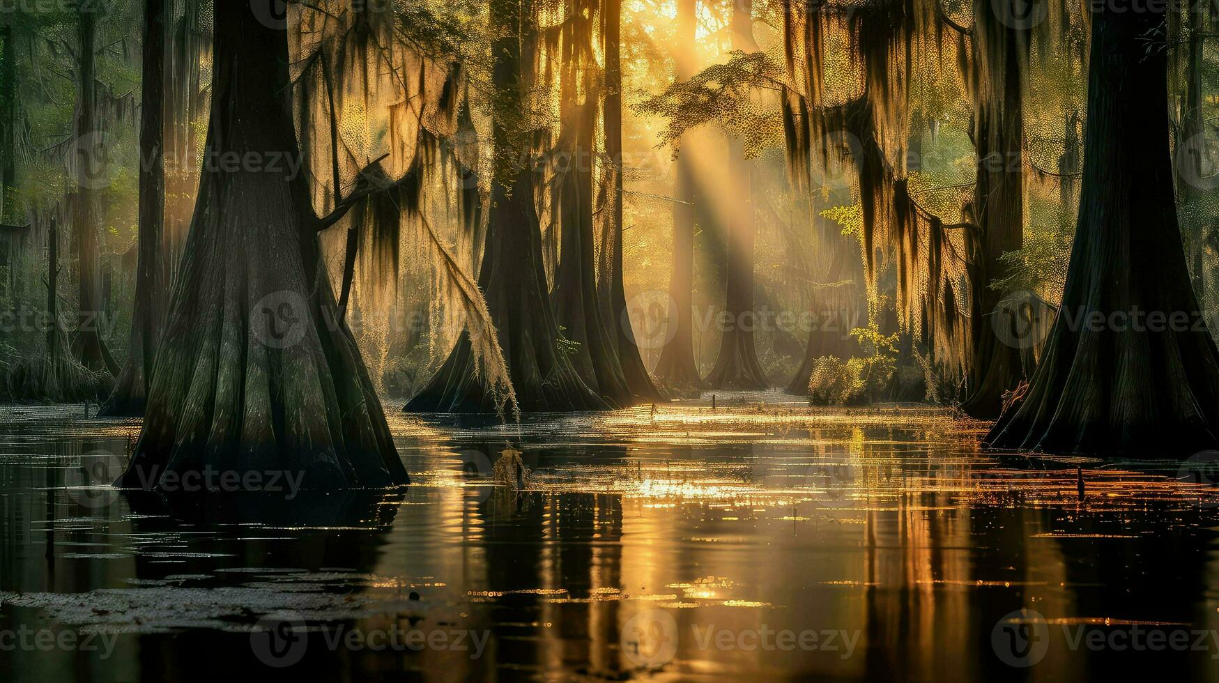 ai genererad natur cypress träsk landskap foto