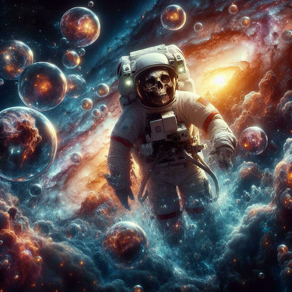 ai genererad illustration av ett astronautens kadaver, ai genererad. foto