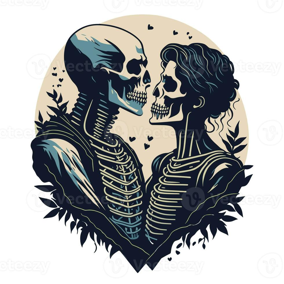 ai genererad grafik skelett par i kärlek foto