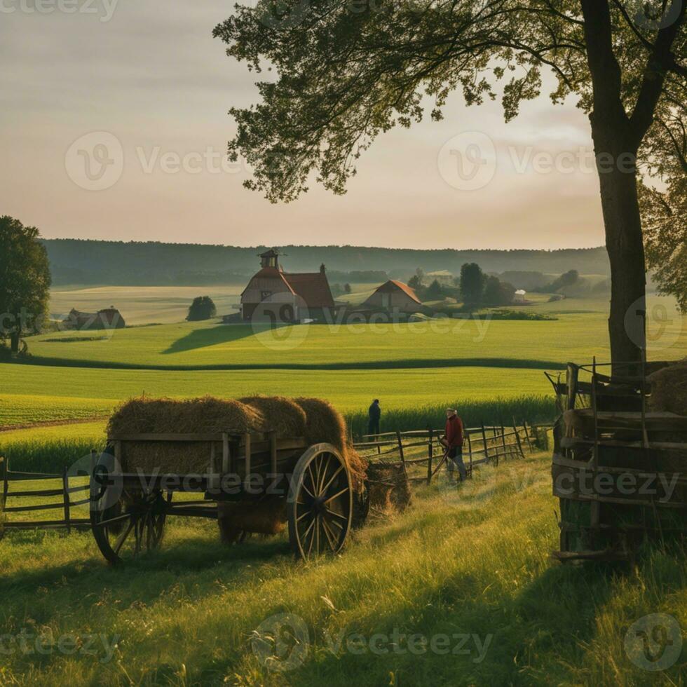 ai genererad en gobeläng av lantlig liv utforska de väsen av putsa bruka traditioner foto