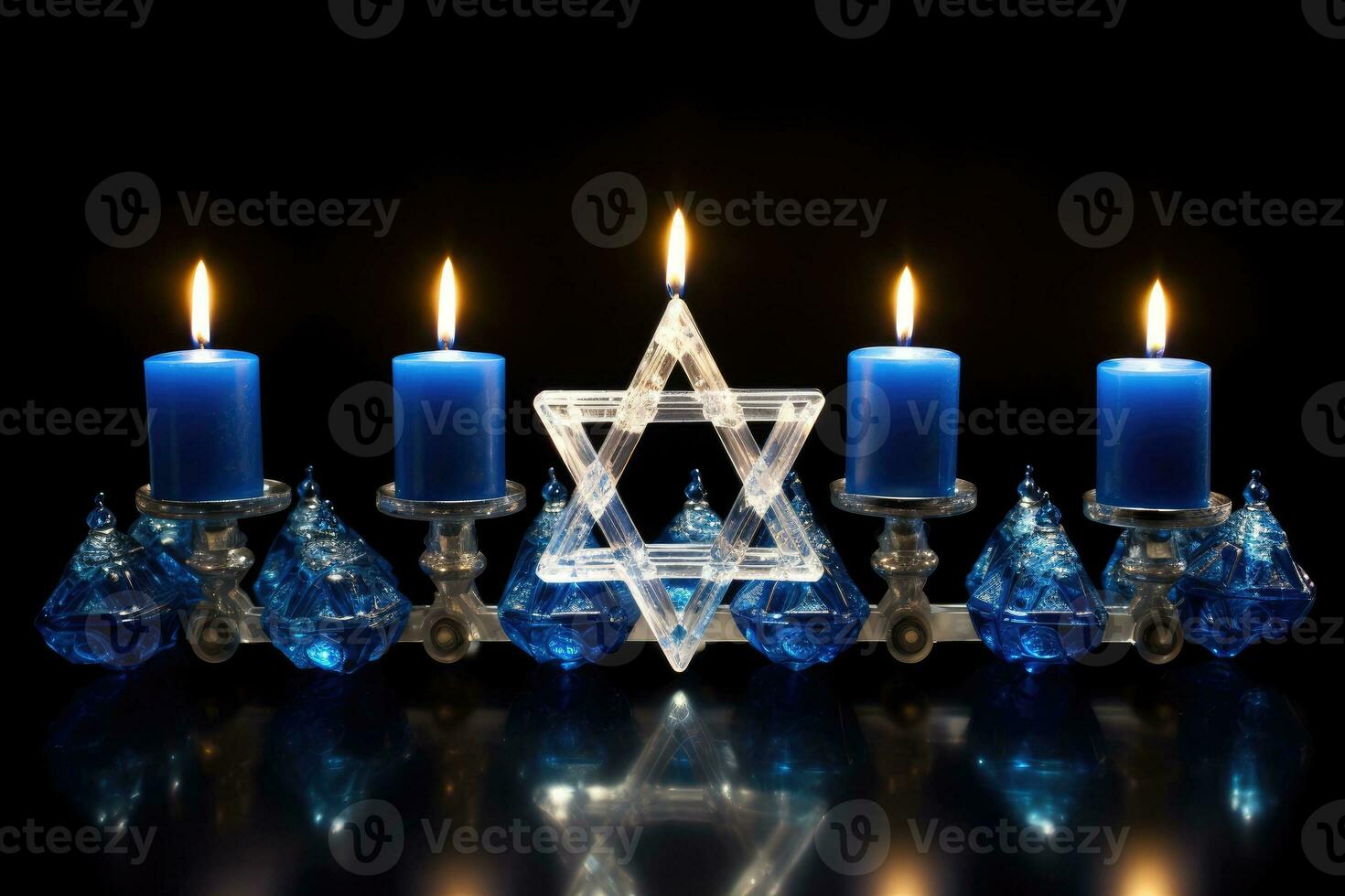 ai genererad ljusstake med en stjärna. hanukkah jewish Semester foto