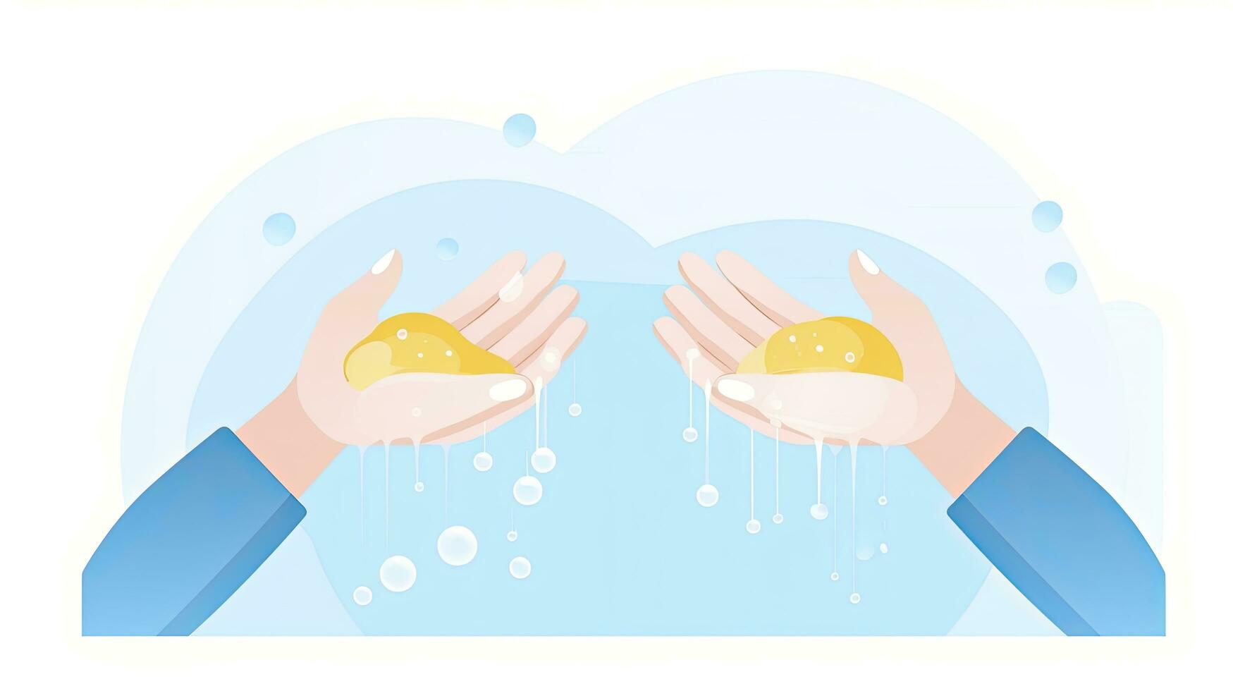 ai genererad minimalistisk ui illustration av händer tvättning med tvål och vatten, representerar hygien för värld hälsa dag foto