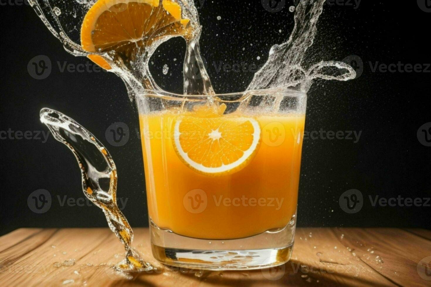 ai genererad orange juice stänk med is kuber. proffs Foto