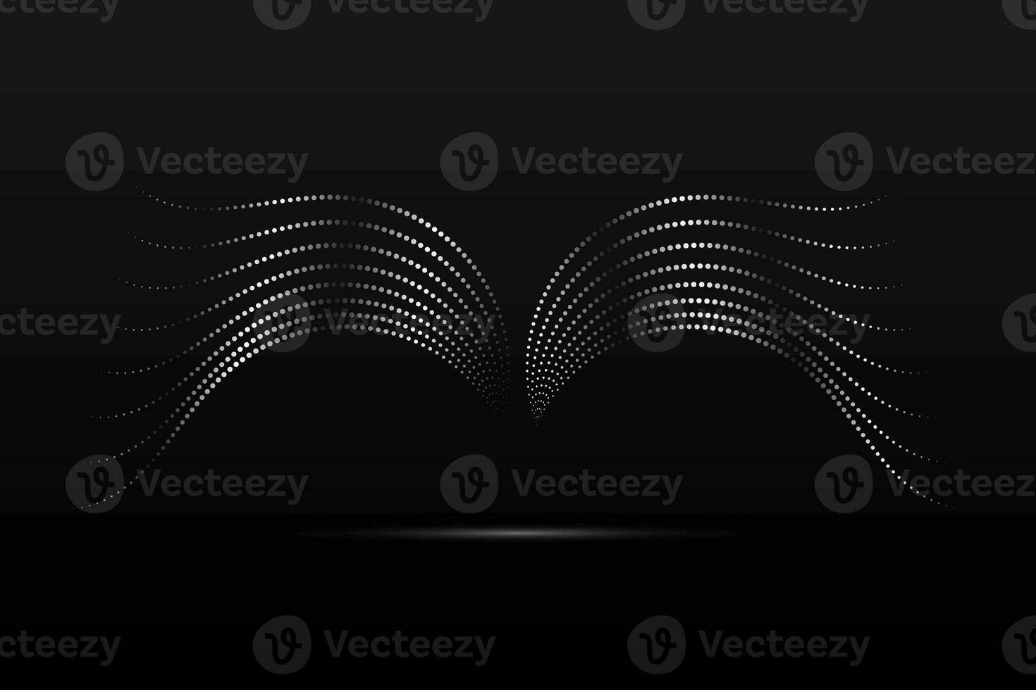 silver- vingar linjär vågig abstrakt på en svart bakgrund. ängel vingar. vektor grafik foto