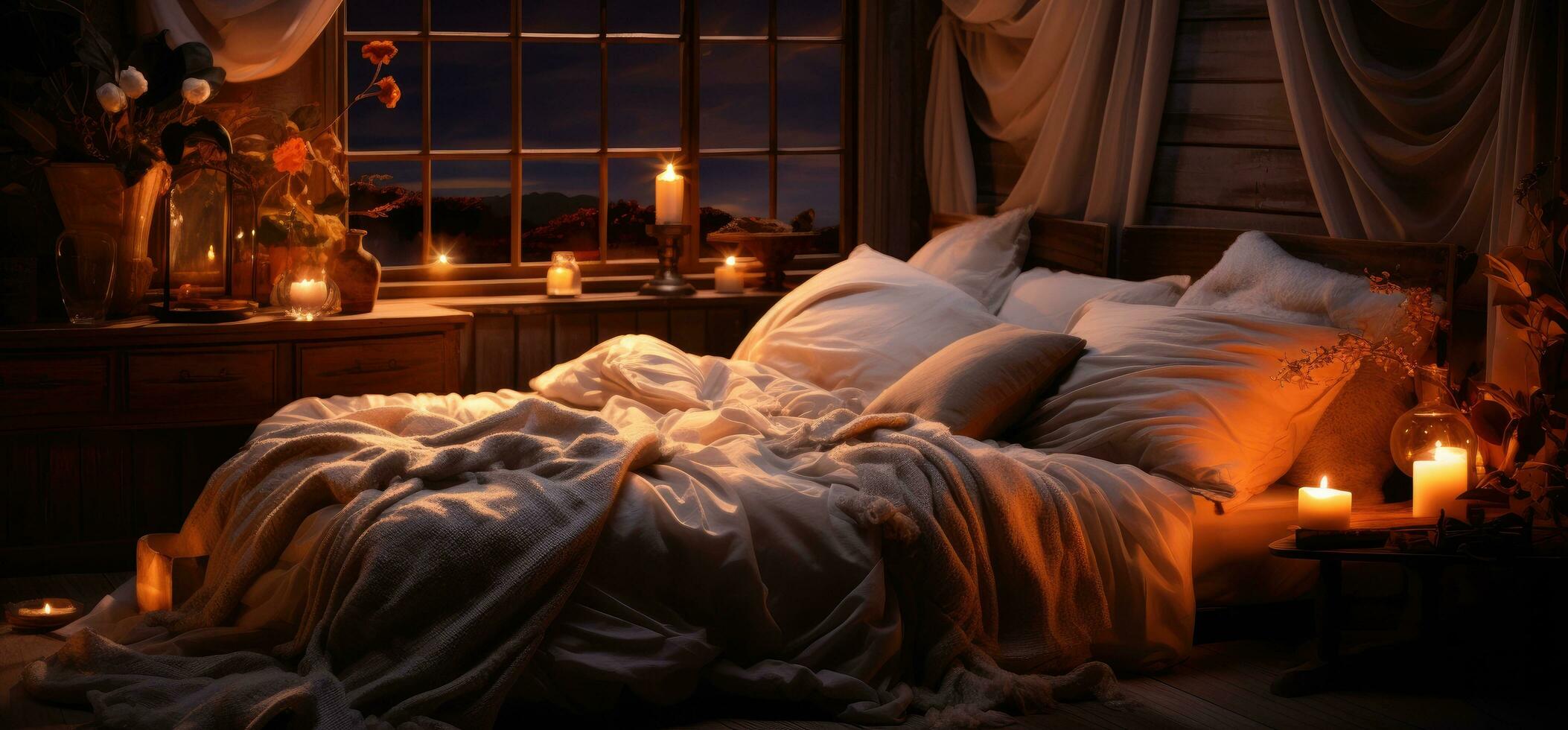ai genererad en romantisk natt kan vara förstörd om en säng är inte ordentligt beredd foto
