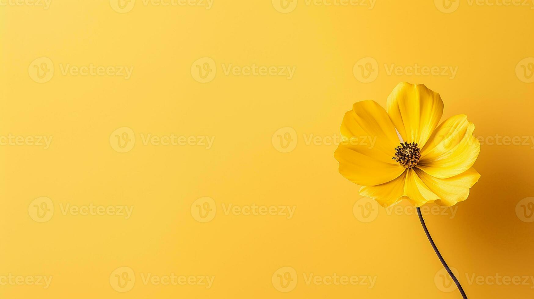 ai genererad gul blomma på gul bakgrund foto