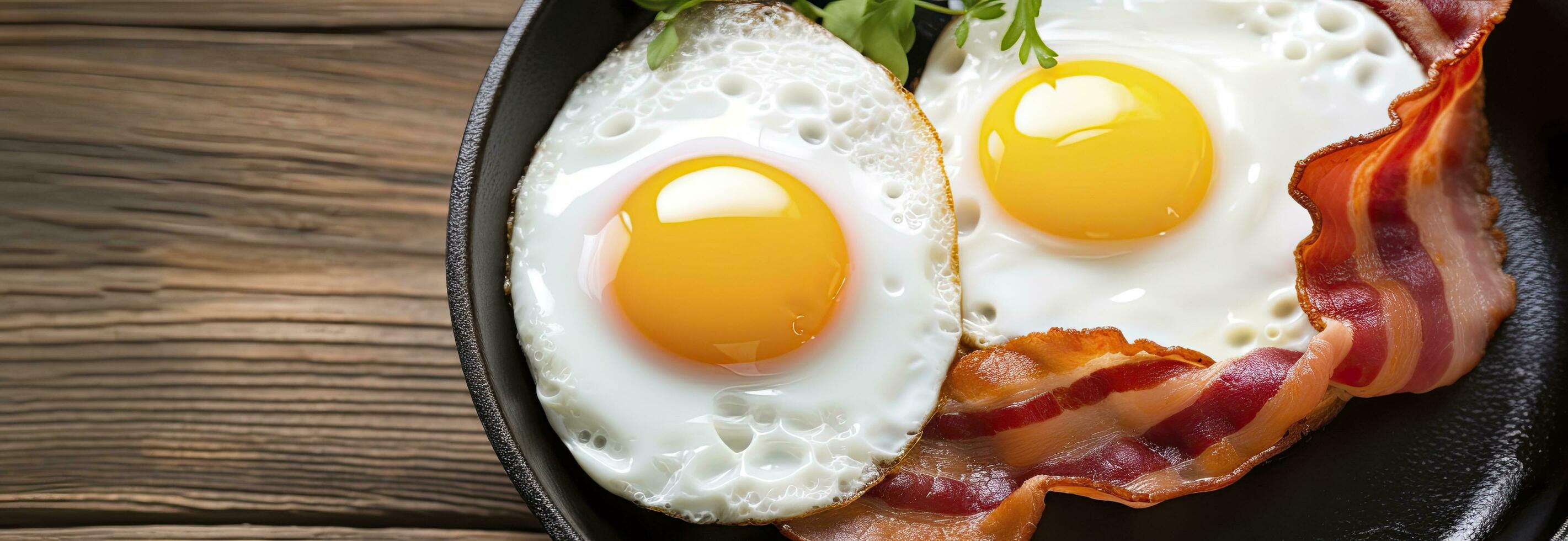 ai genererad friterad ägg och bacon. ai genererad foto